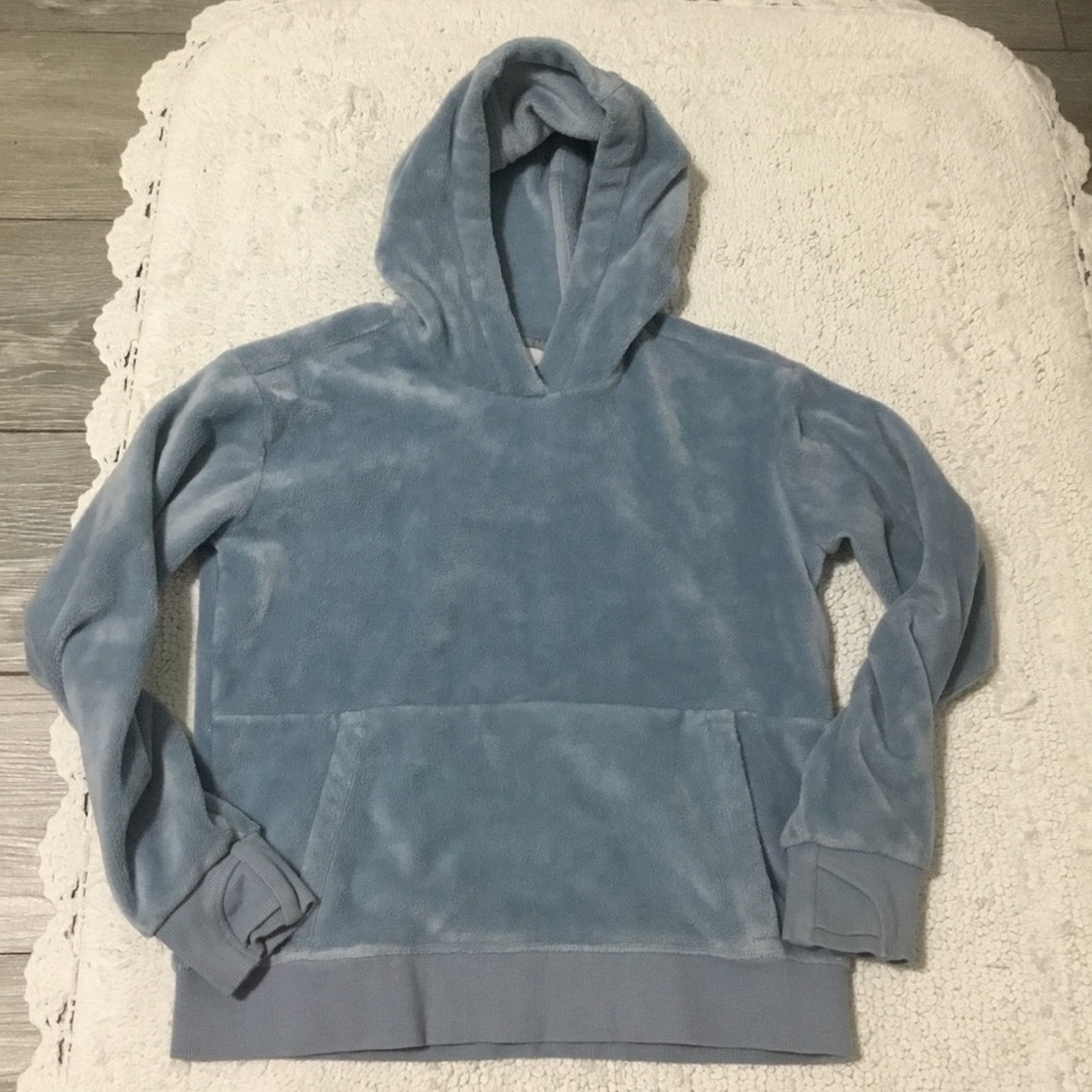 ATHLETA GIRL Feelin Great Serendipity Blue Fleece Lined Hoodie size L/12